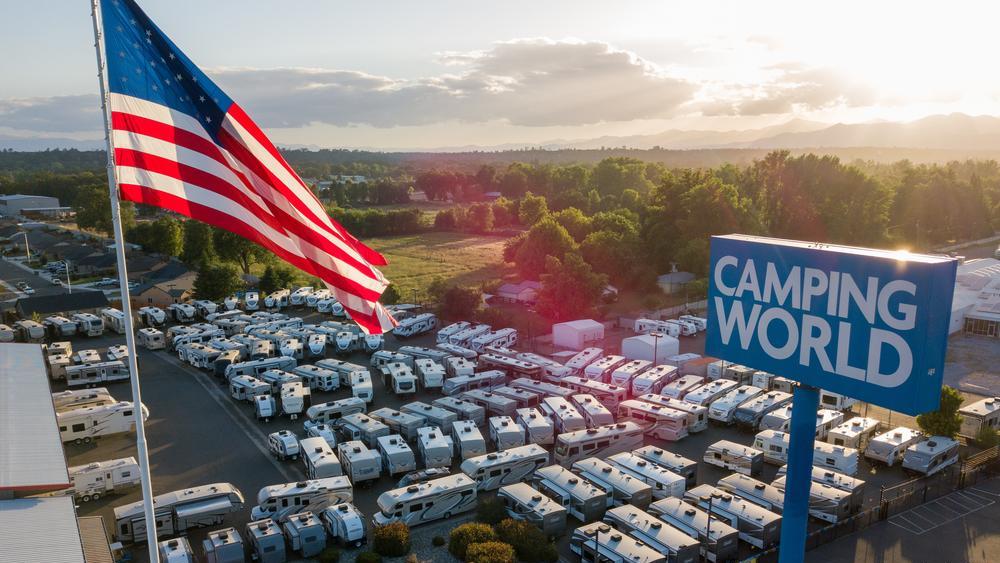 Arial view of Camping World in Portland, Oregon. Our first stop for choosing a travel trailer.