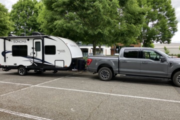 Shortstack hitched up outside the bank the day we bought it.