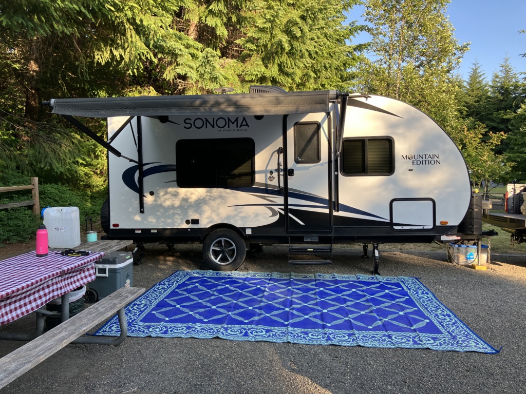 Our travel trailer Shortstack on it's first official trip at L.L. Stub Stewart State Park