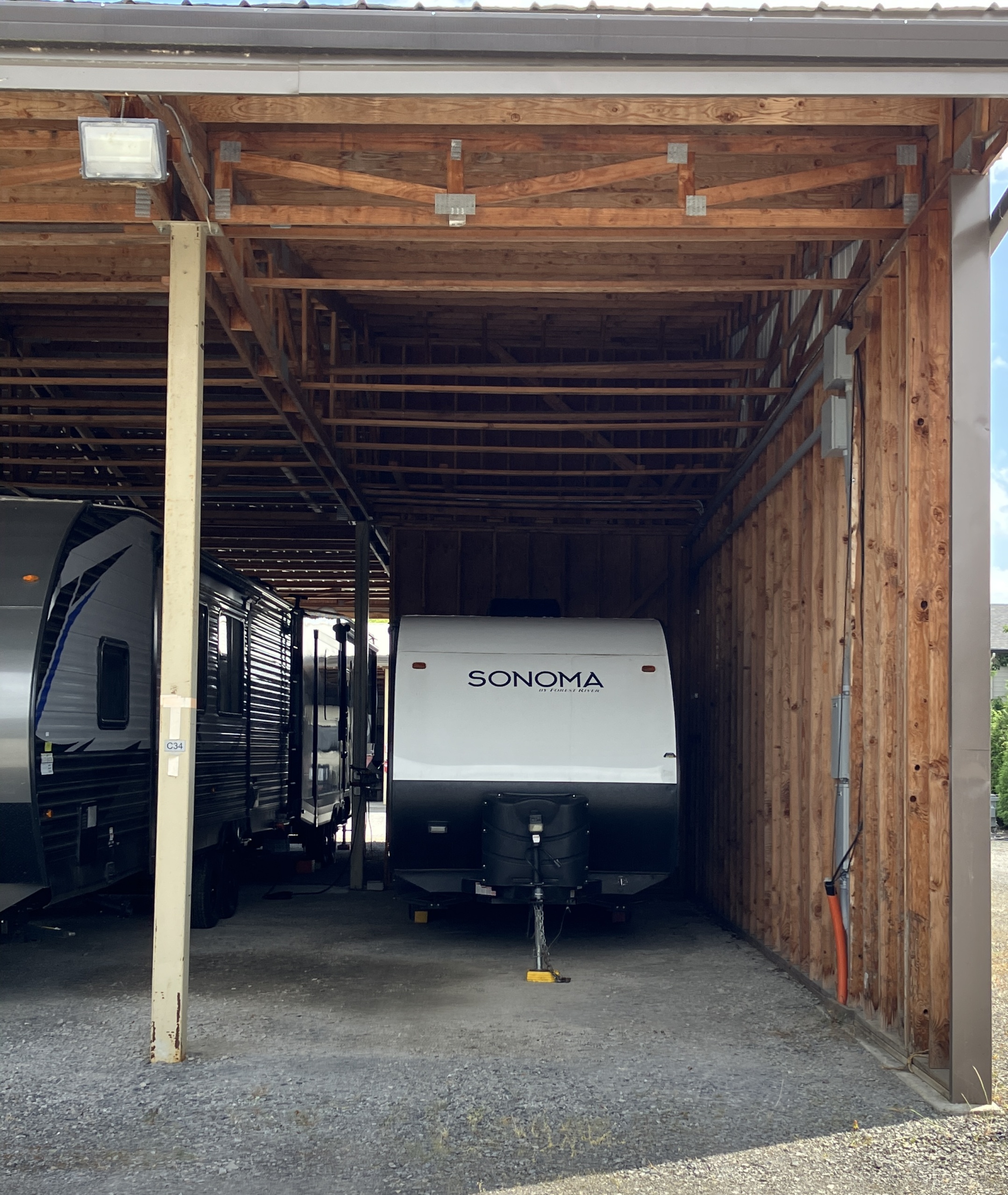 Our travel trailer, short stack, at the storage facility